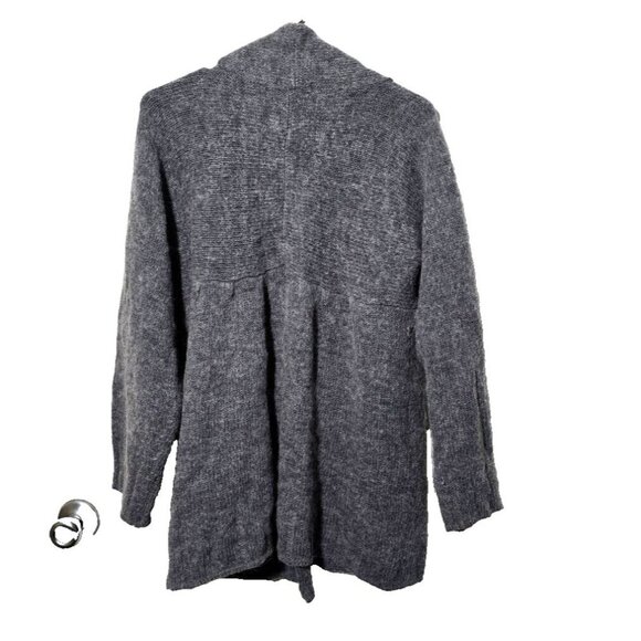 Chiaramente Cardigan XL Alpaca Wool Blend Gray Button Italian Made Lagenlook - Picture 2 of 11